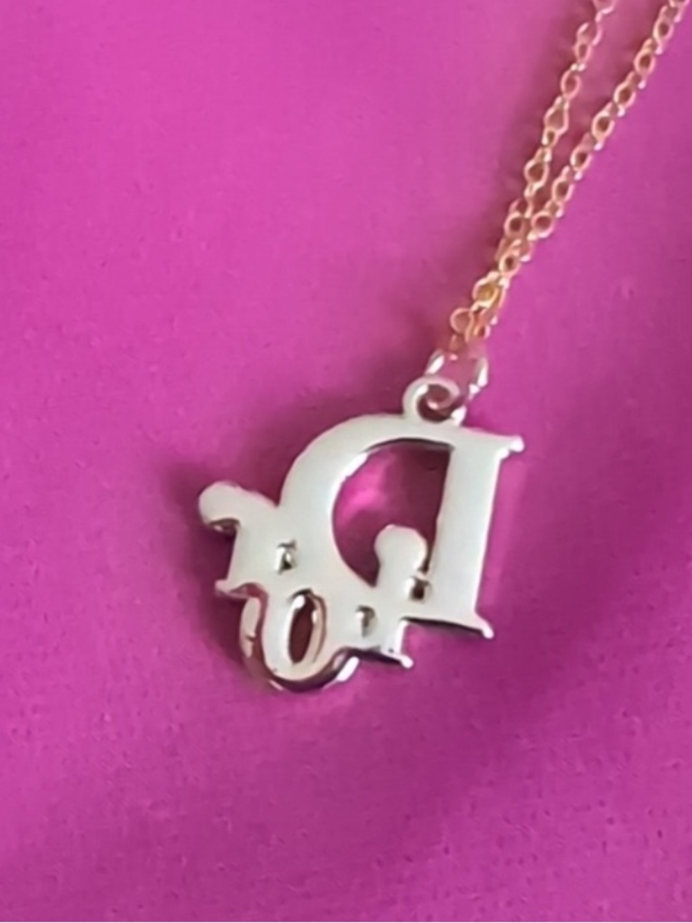 Dior Gold Crystal-Embellished 'Dior' Pendant Necklace - Picture 3 of 3